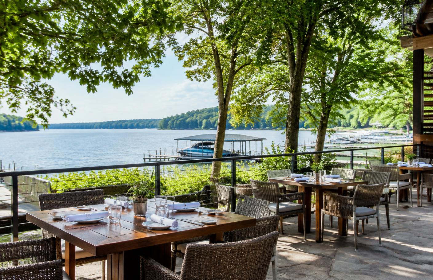 Editorial illustration for A table by the lake